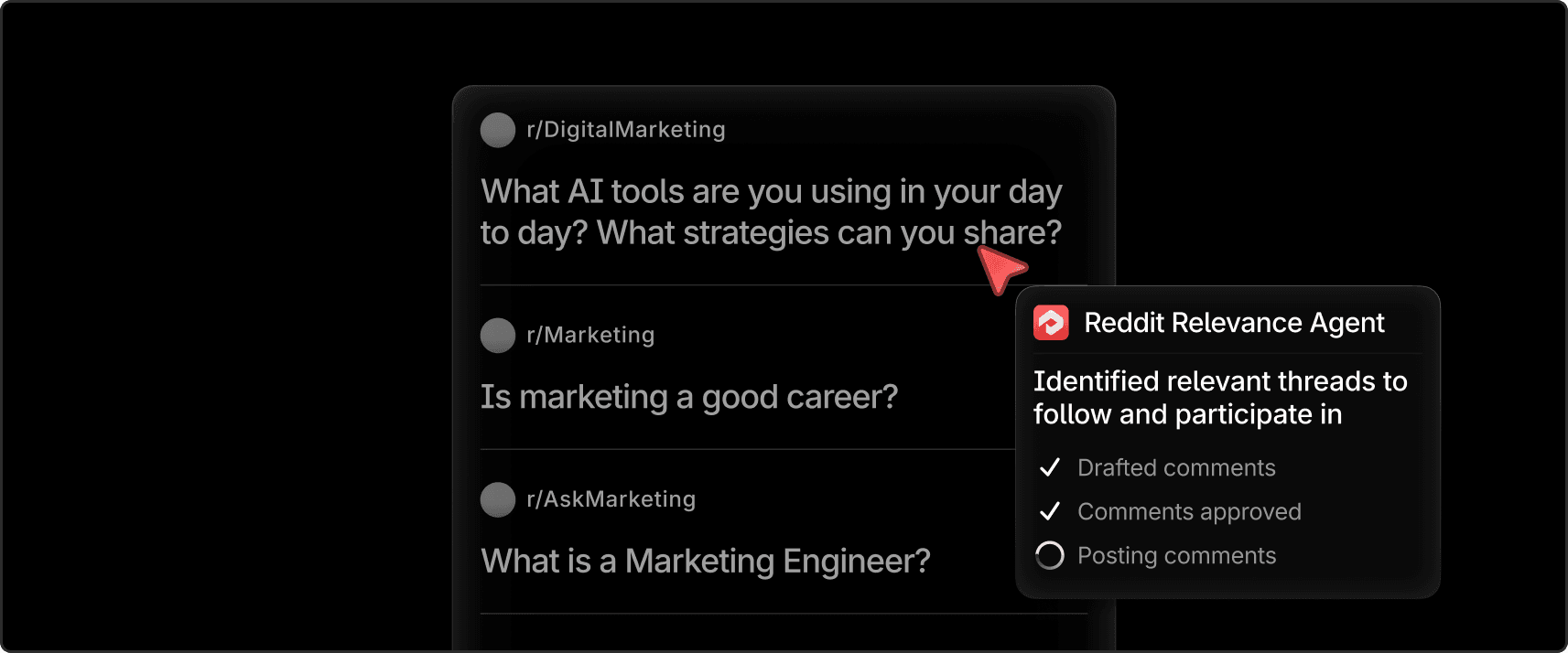 Reddit Relevance Agent interface